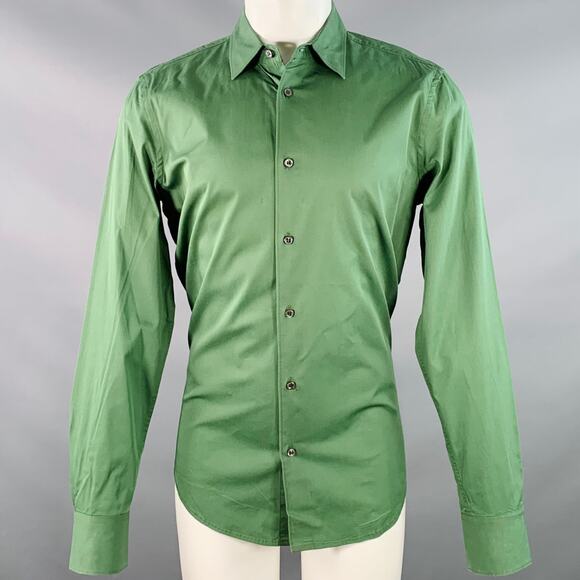 DSQUARED2 Size M Green Cotton Blend Spread Collar Long Sleeve Shirt - Picture 1 of 9